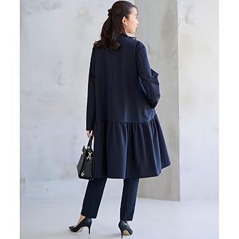 組曲　ネイビー レディースコート Amazon | [組曲] NAVY ダブルクロスストレッチ ノーカラーコート